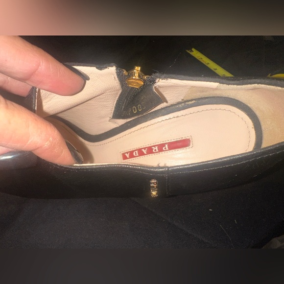 Prada open toe ankle boots / heels. Black leather. Size 40 - Picture 8 of 12